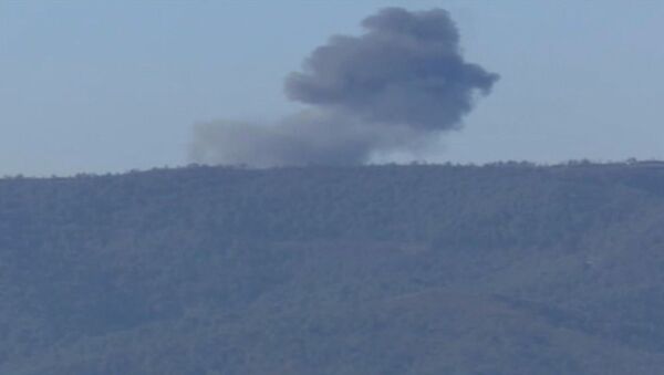 الدخان في مكان سقوط طائرة سو-24 في منطقة الحدود السورية التركية - سبوتنيك عربي