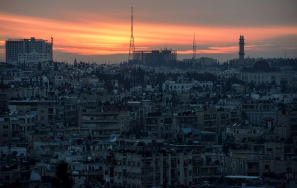 غروب الشمس في مدينة حلب، سوريا - سبوتنيك عربي