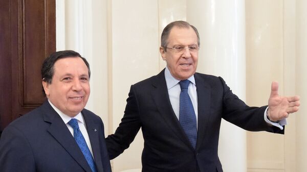 لافروف مع وزير الخارجية التونسي خميس الجهيناوي - سبوتنيك عربي