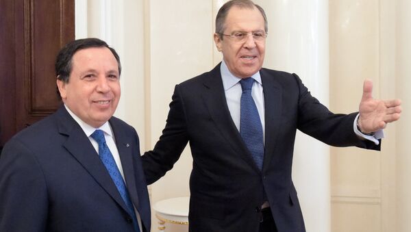 لافروف مع وزير الخارجية التونسي خميس الجهيناوي - سبوتنيك عربي