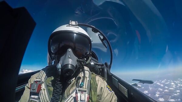 طيار القوات الجوية-الفضائية الروسية خلال تنفيذ مهمته الجوية في سوريا. - سبوتنيك عربي