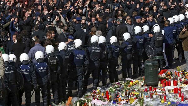احتجاجات ضد موجة الأعمال الإرهابية في بروكسل، بلجيكا 27 مارس/ آذار 2016. - سبوتنيك عربي