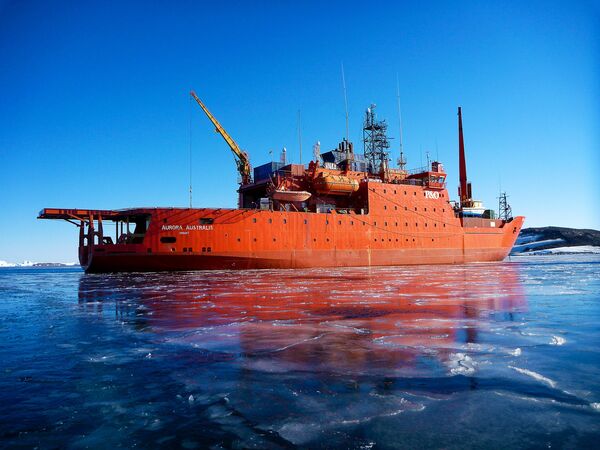 كاسحة الجليد أورورا أوستراليس (Aurora Australis) بميناء هورشور. - سبوتنيك عربي