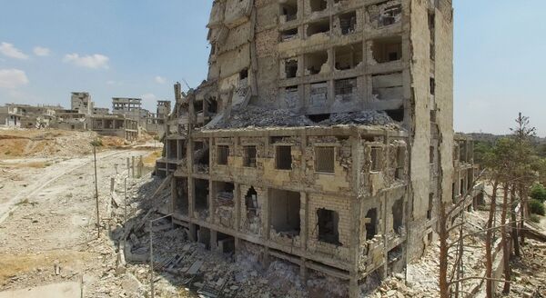 ركام المنازل في حي بني زيد في شمال مدينة حلب - سبوتنيك عربي