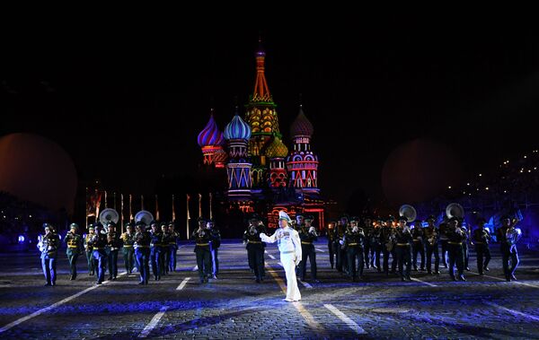 افتتاح مهرجان الموسيقى العسكري سباسكايا باشنيا لعام 2016 في موسكو - الفرقة الموسيقية من كازاخستان. - سبوتنيك عربي