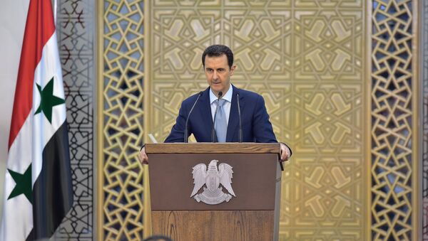 الرئيس السوري بشار الأسد خلال خطبة في دمشق، سوريا، 26 يوليو/ حزيران 2015 - سبوتنيك عربي