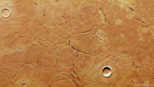 تم التقاط هذه الصورة التي تشبه متاهة من الأحواض والهضاب من قبل Mars Express وكالة الفضاء الأوروبية في 21 يونيو/ حزيران 2016. - سبوتنيك عربي