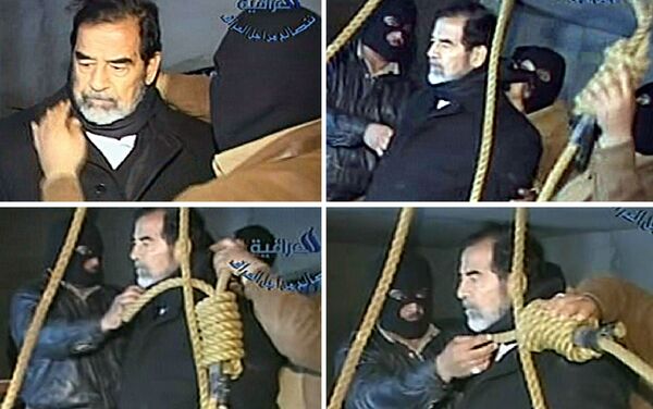 الرئيس العراقي السابق صدام حسين قبيل الاعدام، 30 ديسمبر/ كانون الأول 2006 - سبوتنيك عربي