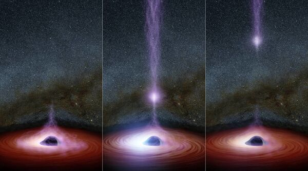 رسم بياني يوضح لإنبعاث ومضة من أشعة سينية حول الثقب الأسود وتسمى هذه الظاهرة كورونا (corona ) - سبوتنيك عربي