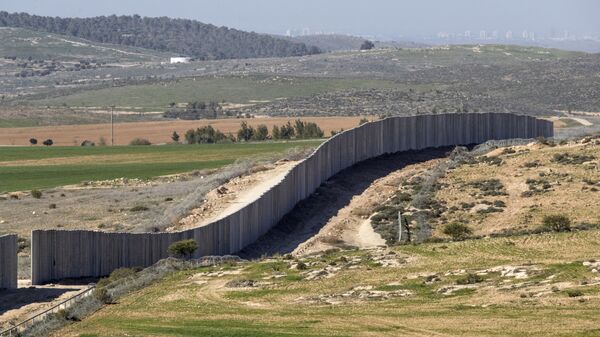  عمال يشيدون جزءاً جديداً من الجدار الفاصل بالقرب من كيبوتس لاهاف ليفصل إسرائيل عن الضفة الغربية، 7 فبراير/ شباط 2017 - سبوتنيك عربي