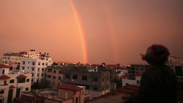 قوس قزح، قطاع غزة، فلسطين 15 فبراير/ شباط 2017 - سبوتنيك عربي