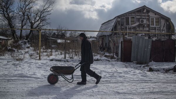 سكان قرية فيسيولوي يحضرون الحطب، جمهورية دونيتسك، أوكرانيا - سبوتنيك عربي