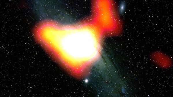 يلاحظ أن فائض من أشعة غاما ينطلق من قلب المجرة M31  إلى خارجها. - سبوتنيك عربي