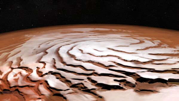 يمكننا رؤية القطب الشمالي المجمد لكوكب المريخ، صورة التقطت بواسطة ESA’s Mars Express - سبوتنيك عربي