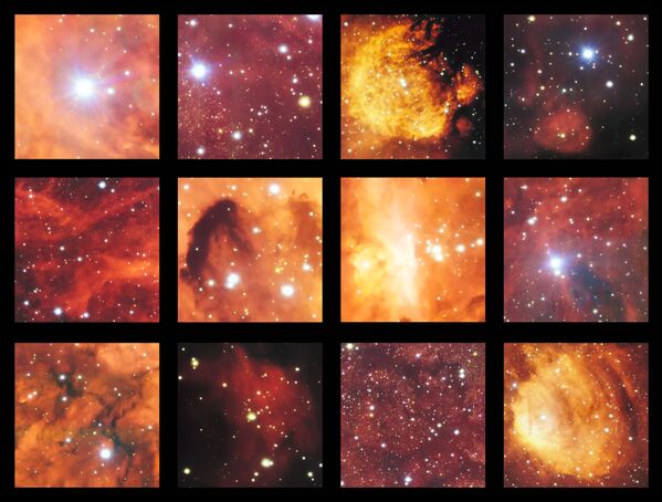 تظهر هذه المجموعة من الصور المركبة، التي التقطت بواسطة تلسكوب  انفجارات النجوم الحديثة في كل من كاتس باو نيبولا (Cat’s Paw Nebula (NGC 6334)) ولوبستر نيبولا (Lobster Nebula (NGC 6357)) . ويحتوي هذا الجزء من السما مناطق نشطة لتكوين النجوم التي تعمل على إنشاء سحب (تتكون من الهيدروجين ممزوجا بلون أحمر) حولها. - سبوتنيك عربي