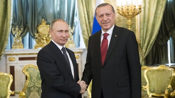 رئيس تركيا رجب طيب إردوغان يلتقي برئيس روسيا فلاديمير بوتين في موسكو 10 مارس/ آذار 2017 - سبوتنيك عربي