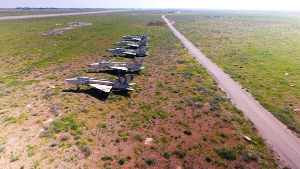 الطائرات السورية التي تبقت بعد القصف الأمريكي على القاعدة الجوية السورية الشعيرات في سوريا (ميغ-21) - سبوتنيك عربي