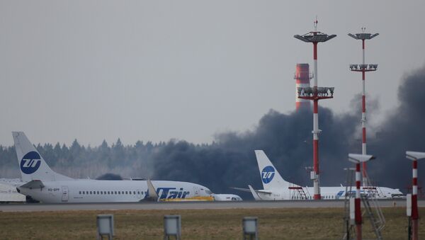حريق بجوار مطار فنوكوفو - سبوتنيك عربي