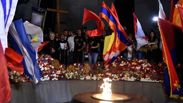 مسيرة الشعلة لإحياء ذكرى ضحايا الإبادة الجماعية للأرمن في عهد الإمبراطورية العثمانية في عام 1915، في يريفان - سبوتنيك عربي