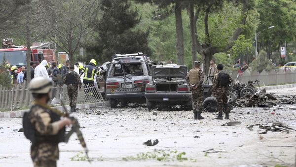 انفجار كبير قرب السفارة الأمريكية في العاصمة الأفغانية كابول، أفغانستان - سبوتنيك عربي