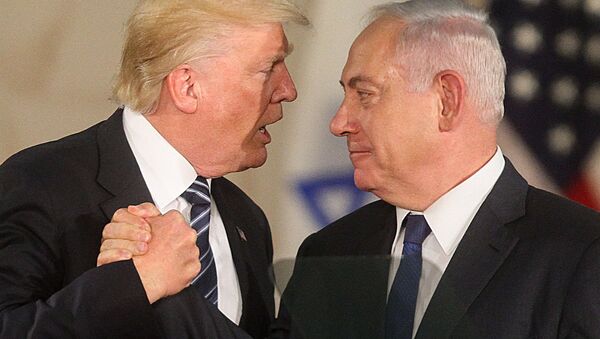 الرئيس الأمريكي دونالد ترابم ورئيس الوزراء الإسرائيلي بنيامين نتنياهو في القدس، 23 مايو/ آيار 2017 - سبوتنيك عربي