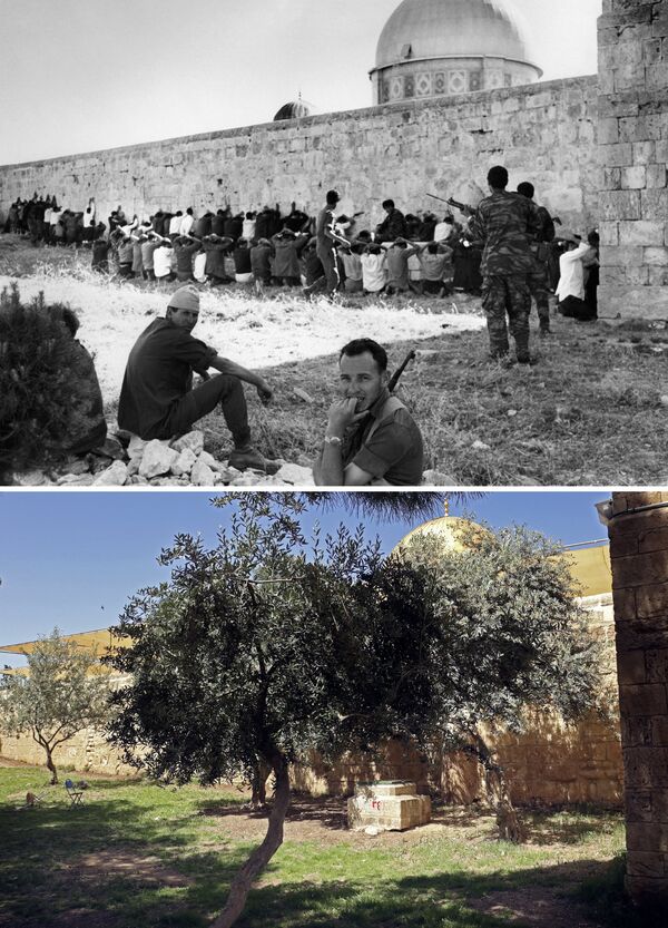 جنود إسرائيليون وأسرى حرب من الفلسطينييين والأردنيون في القدس، يونيو/ حزيران عام 1967 جنود إسرائيليون وأسرى حرب من الفلسطينييين والأردنيون في القدس، يونيو/ حزيران عام 1967 - سبوتنيك عربي