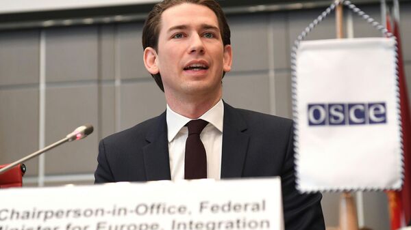 Austrian Foreign Minister Sebastian Kurz is pictured during his speech at the OSCE in Vienna, Austria on January 12, 2017 - سبوتنيك عربي