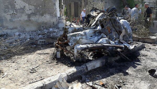 احتراق السيارة المفخخة في دمشق - سبوتنيك عربي