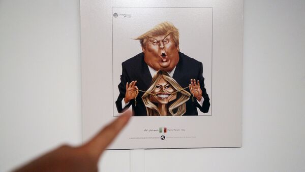 صورة كاريكاتيرية لترامب في معرض الكاريكاتير بطهران - سبوتنيك عربي