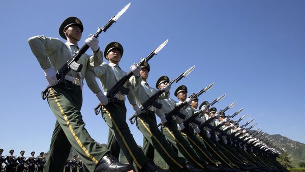 الجيش الصيني خلال تدريب للاحتفال بذكرى السبعين للانتصار على الفاشية  - سبوتنيك عربي
