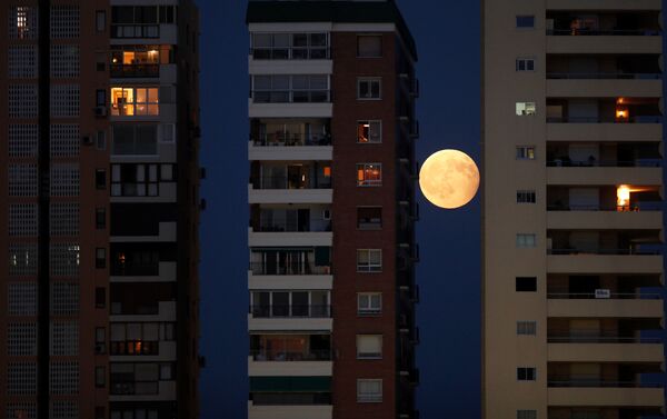  القمر الدموي ويظهر جزئيا في مالقة، إسبانيا - سبوتنيك عربي