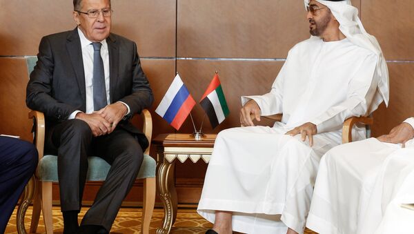 وزير الخارجية الروسي سيرغي لافروف خلال زيارته إلى الإمارات، 29 أغسطس، 2017 - سبوتنيك عربي