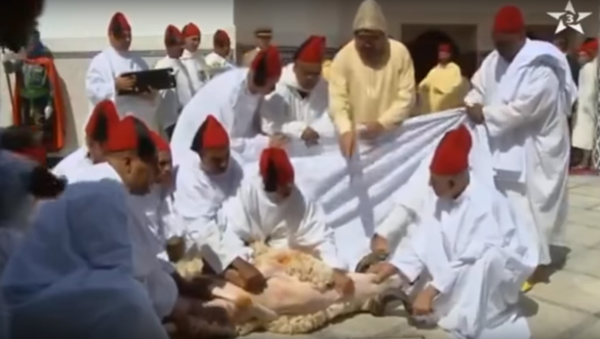 ملك المغرب محمد السادس ينحر كبش العيد - سبوتنيك عربي
