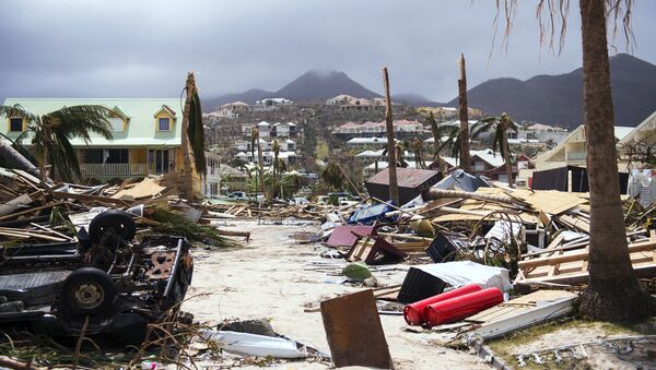 A photo taken on September 7, 2017 shows damage in Orient Bay on the French Carribean island of Saint-Martin, after the passage of Hurricane Irma - سبوتنيك عربي