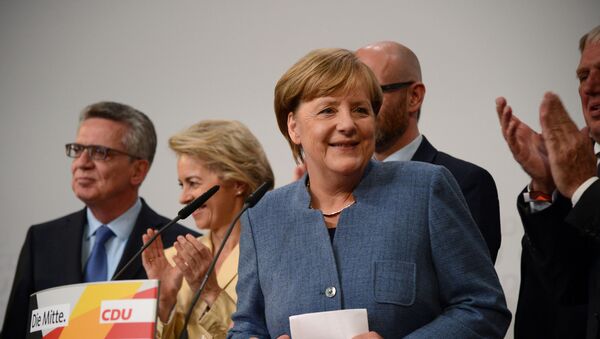 المشتسارة الألمانية أنجيلا ميركل خلال الانتخابات - سبوتنيك عربي