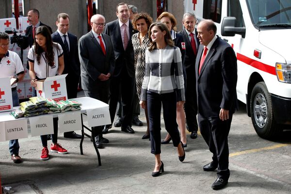 ملكة إسبانيا ليتيسا أثناء زيارتها لمؤسسة الصليب الأحمر في مدينة مكسيكو، المكسيك 13 نوفمبر/ تشرين الثاني 2017 - سبوتنيك عربي