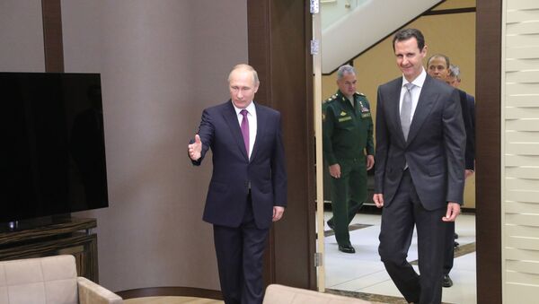 لقاء الرئيس السوري بشار الأسد والرئيس الروسي فلاديمير بوتين في سوتشي - سبوتنيك عربي
