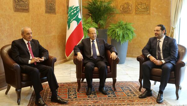 رئيس الوزراء اللبناني سعد الحريري خلال إلقاء كلنته في القصر الرئاسي في بعبدا، لبنان 22 نوفمبر/ تشرين الثاني 2017 - سبوتنيك عربي
