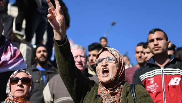 مظاهرات و احتجاجات في القدس، ديسمبر/ كانون الأول 2017 - سبوتنيك عربي