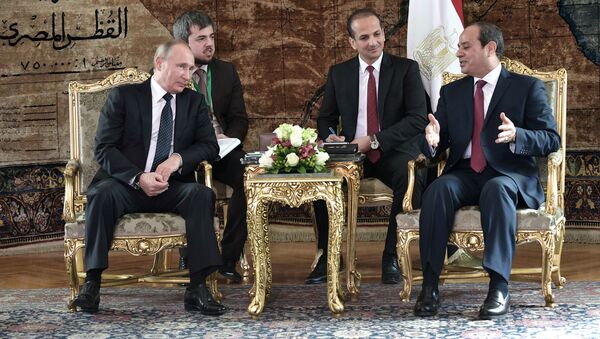 الرئيس الروسي فلاديمير بويتن والرئيس المصري عبدالفتاح السيسي في مصر، 11 ديسمبر/ كانون الأول 2017 - سبوتنيك عربي