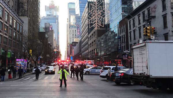 موقع الانفجار في مانهاتن، نيويورك، الولايات المتحدة الأمريكية 11 ديسمبر/ كانون الأول 2017 - سبوتنيك عربي