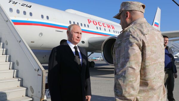 وصول بوتين إلى قاعدة حميميم في سوريا - سبوتنيك عربي