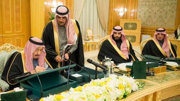 الملك سلمان أثناء توقيعه على موازنة 2018 - سبوتنيك عربي