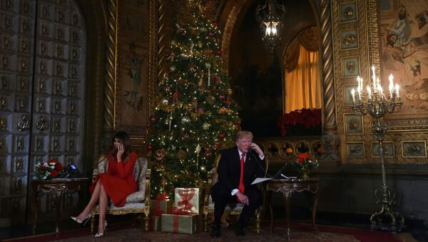 الاحتفالات بعيد الميلاد المجيد - الرئيس دونالد ترامب وزوجته ميلانيا ترامب في فلوريدا، الولايات المتحدة الأمريكية 24 ديسمبر/ كانون الأول 2017 - سبوتنيك عربي
