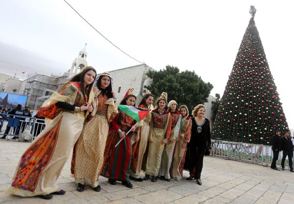 الاحتفالات بعيد الميلاد المجيد - بيت لحم، الضفة الغربية، فلسطين 24 ديسمبر/ كانون الأول 2017 - سبوتنيك عربي