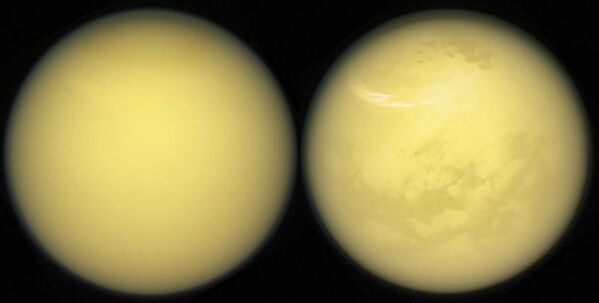 صورة للقمر العملاق تيتان لكوكب زحل، التقطها جهاز وكالة ناسا كاسيني - سبوتنيك عربي