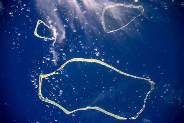صورة لجزر كارولين في المحيط الهادئ - التقطها رائد فضاء روس كوسموس الروسي سيرغي ريازانسكي - سبوتنيك عربي