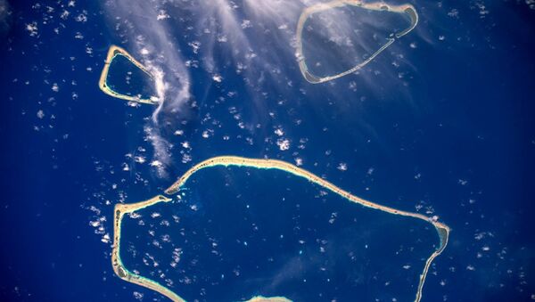 صورة لجزر كارولين في المحيط الهادئ - التقطها رائد فضاء روس كوسموس الروسي سيرغي ريازانسكي - سبوتنيك عربي