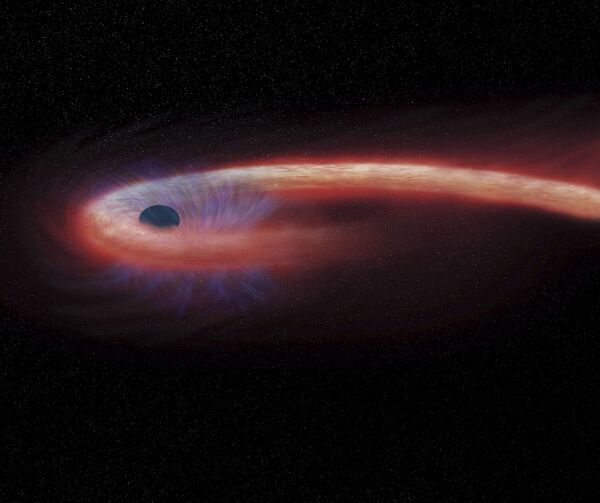 صورة فنية تعبيرية لثقب أسود في كوكبة العذراء، التي تستوعب كميات قياسية من المواد الفضائية - سبوتنيك عربي
