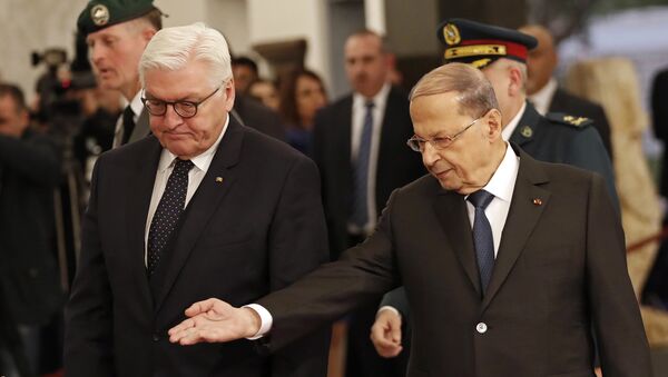 الرئيس اللبناني ميشال عون  يستقبل الرئس الألماني - سبوتنيك عربي